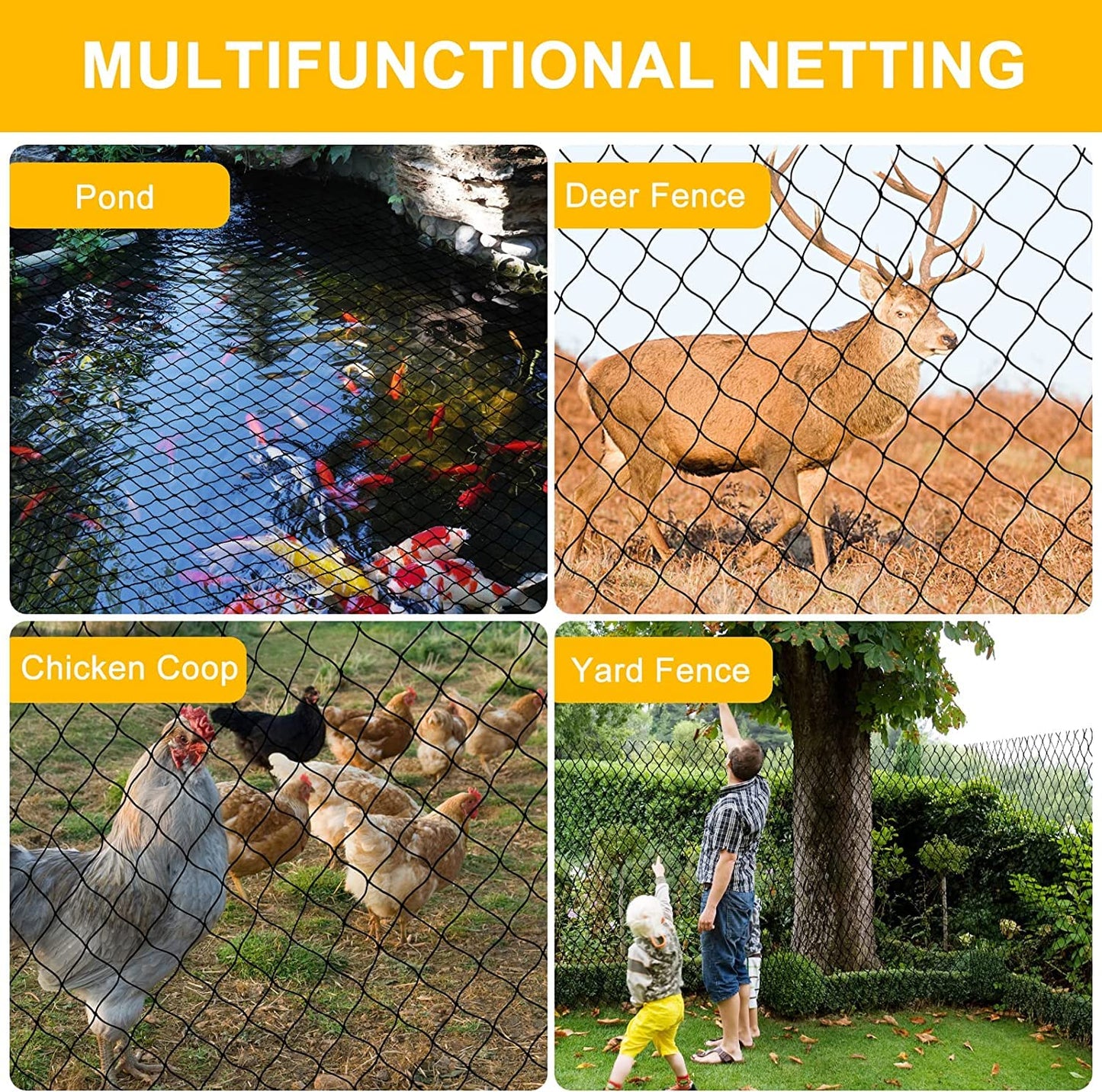 BSTPCOO Chicken Netting 25'x25' with 1" Mesh Nylon Bird Netting for Chicken Coop, Heavy Duty Poultry Net Bird Net for Garden Deer Fence for Fruit Tree