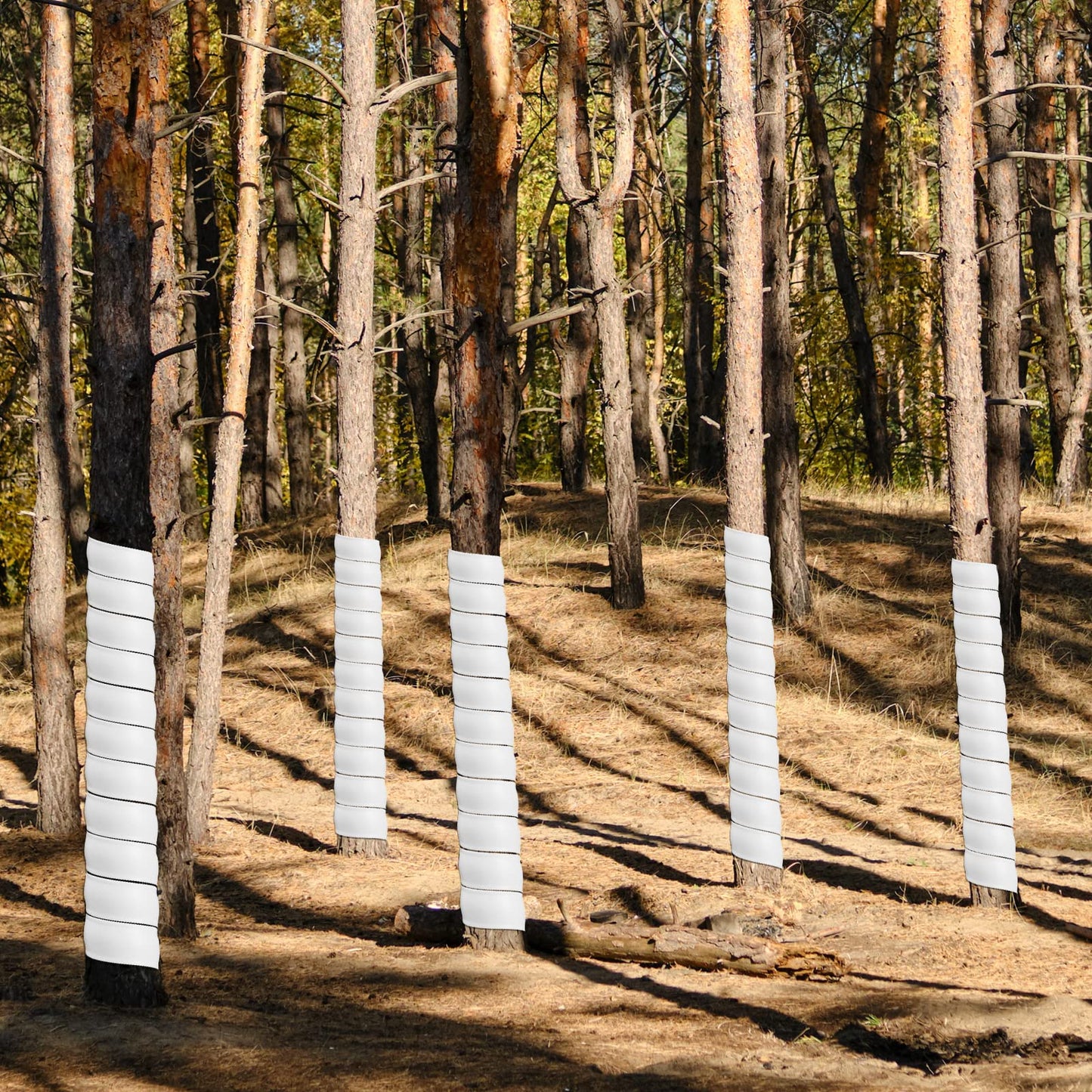 Wesiti 20 Pcs Tree Trunk Protector Plastic Spiral Trunk Tree Wrap Guard Bark Tube Protectors to Protect Bark Saplings from Deer Cats Rodents Rabbit Mowers (White)