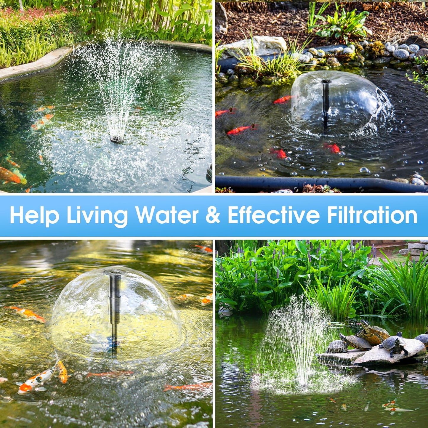 POPOSOAP Pond Filter with Pump Fountain Kits Built-in UV Clarifier, 660GPH/40W Pond Filters for Outdoor Ponds Clearing, Garden Fish Tank, Aquarium, and Add Water Features