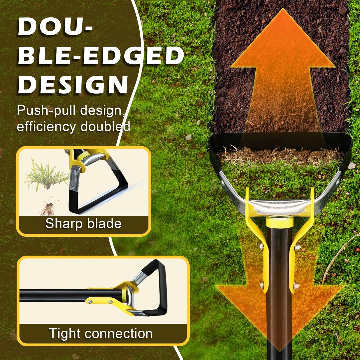 THANKSFINE Stirrup Hoe,Effcient Scuffle Hoes with Sharp Blade,Adjustable Long-Handle Scuffle Hoe Garden Tool with 30-54 Inch,Action Hoe,Hula Hoes Garden Tool for Raised beds,Vegetable and Flower beds