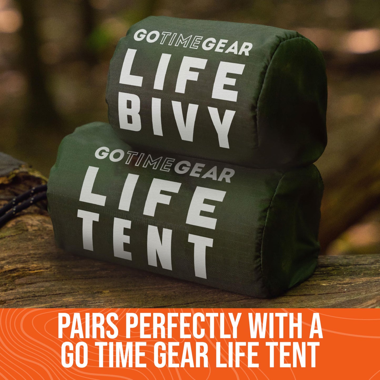 Go Time Gear Lightweight Bivy Sack - Emergency Bivy with 120 dB Whistle & Paracord - Thermal Emergency Blanket for Survival Kit - Compact for Camping & Backpacking Gear - Pack of 1, Orange