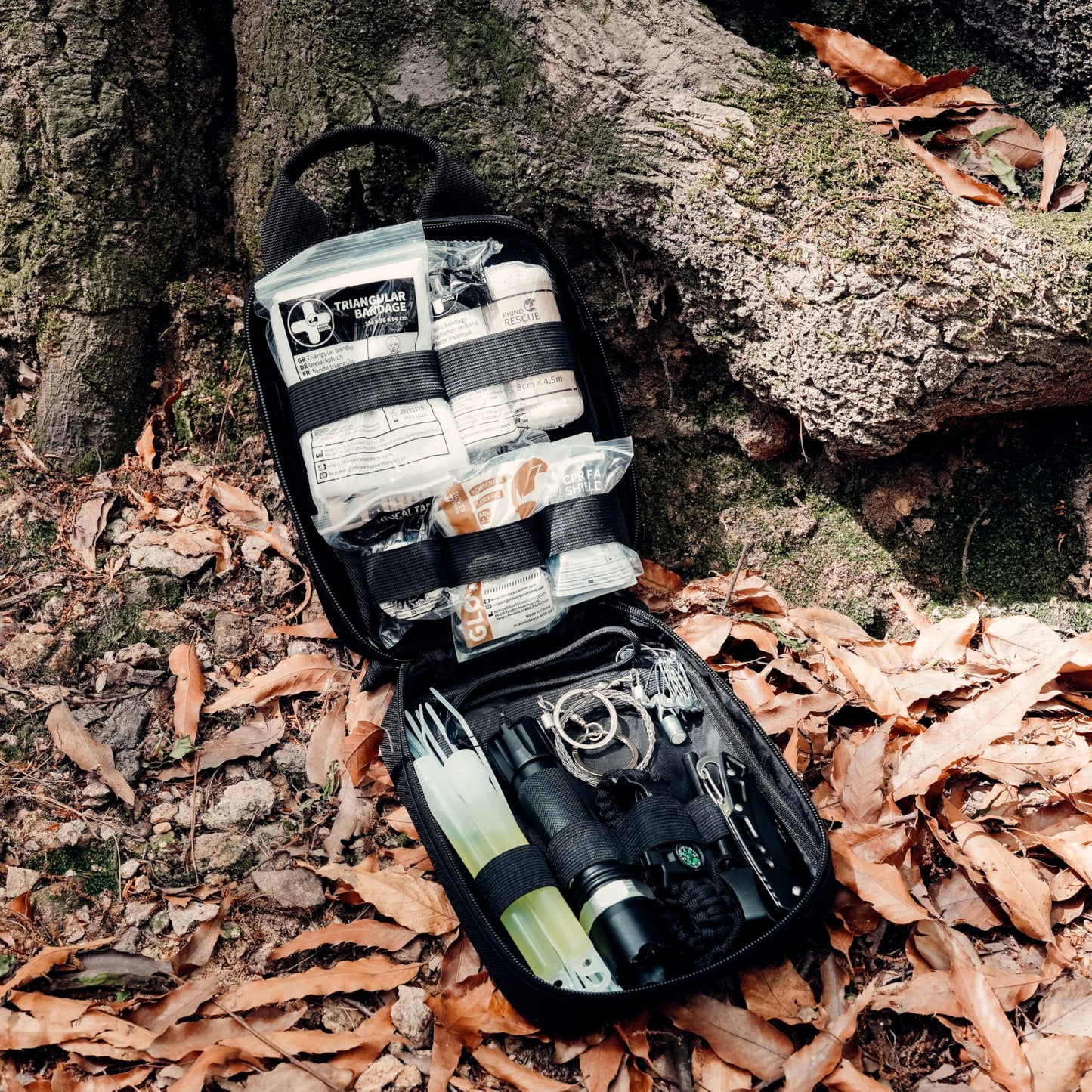 RHINO RESCUE Survival First Aid Kit, Emergency Kit Molle Pouch IFAK Medical Kit for Vehicles Car Camping Backpacking Hiking Hunting Black