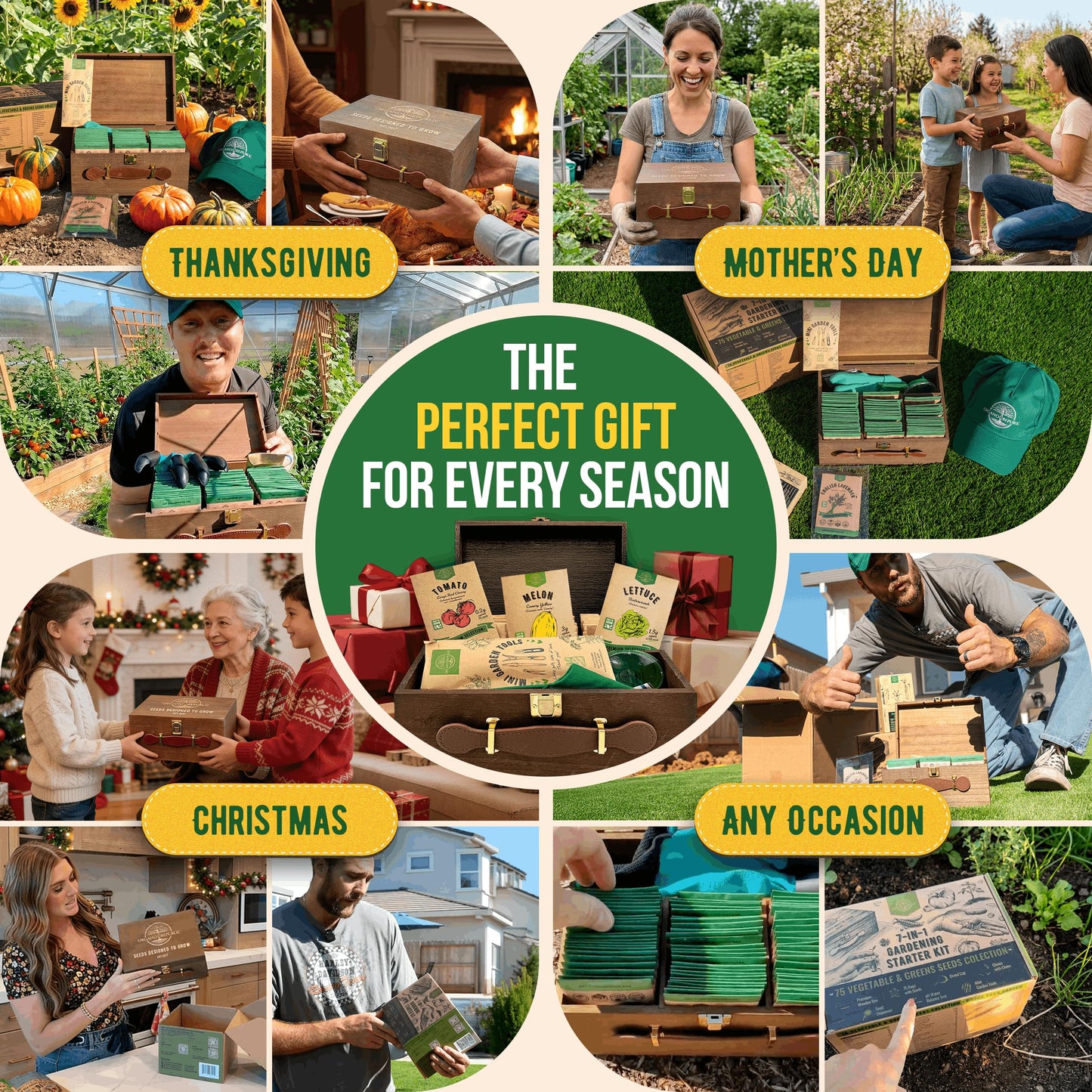 75 Vegetable & Greens Seeds Variety Pack, Garden Seed Starter Kit - Over 44,700 Non-GMO Heirloom Seeds for Planting Vegetables and Greens, Seed Box with Gardening Supplies, Gardening Gifts