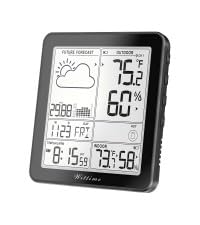 Wittime Weather Station Indoor Outdoor Thermometer Wireless Battery Powered, Atomic Clock with Indoor Outdoor Temperature Weather Clock, Dew Mold Heat Index 2180