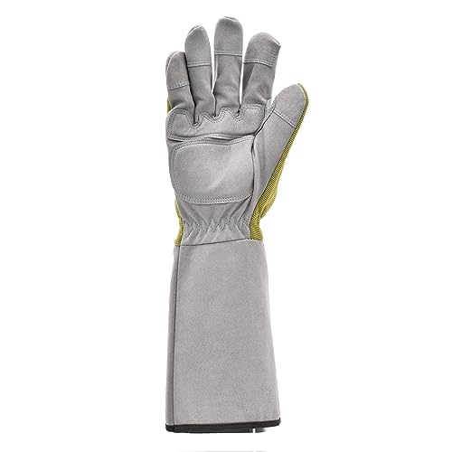 G & F Products 2431L Florist Pro Long Sleeve Rose gardening Gloves, Rose Pruning Gloves, Thorn Resistant Garden Gloves - Men's Large , Yellow , Army Green