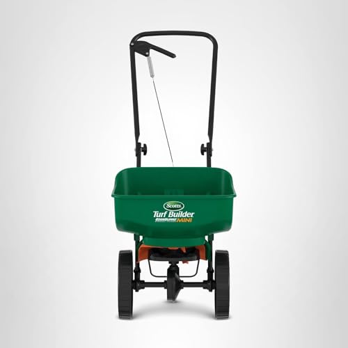 Scotts Turf Builder EdgeGuard Mini Broadcast Spreader - Spreads Grass Seed, Fertilizer and Salt - Holds up to 5,000 sq. ft. of Scotts Grass Seed or Fertilizer Products