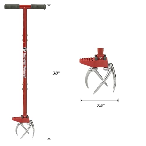 Garden Weasel Claw Pro Garden Tiller and Cultivator Tool – Twist-Action Soil Loosener with Adjustable Carbon Steel Tines, Ergonomic Handle, and Footplate Latest Model 91334-3