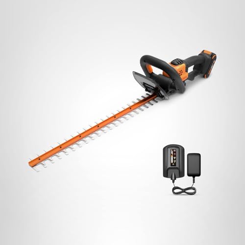 WORX 22" Cordless Hedge Trimmer, Electric Hedge Trimmer with Dual-Action Blades, Lightweight Bush Trimmer with 5.5 LBS, Battery & Charger Included, WG261