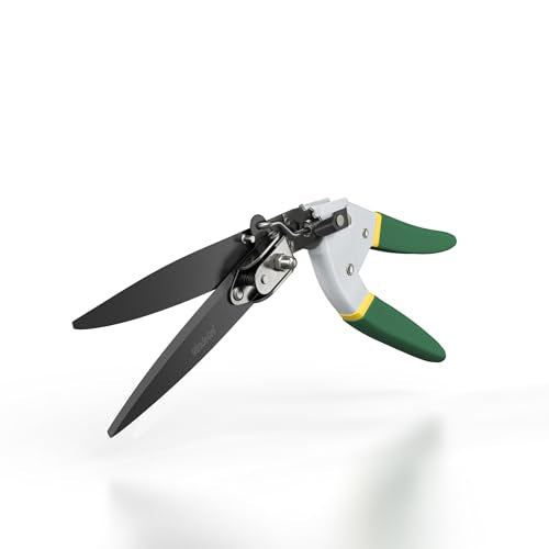 Miracle-Gro Grass Trimming Shears – Adjustable Rotating Handle with Sharp Non-Stick Carbon Steel Blades, Comfort Handles, and Safety Lock for Precise Garden and Lawn Edging