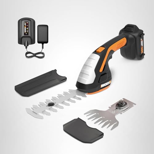 WORX 2 in 1 Cordless Hedge Trimmer, 4" Grass Shear & 8" Shrub Trimmer with 2 Blades, Battery & Charger Included, WG801