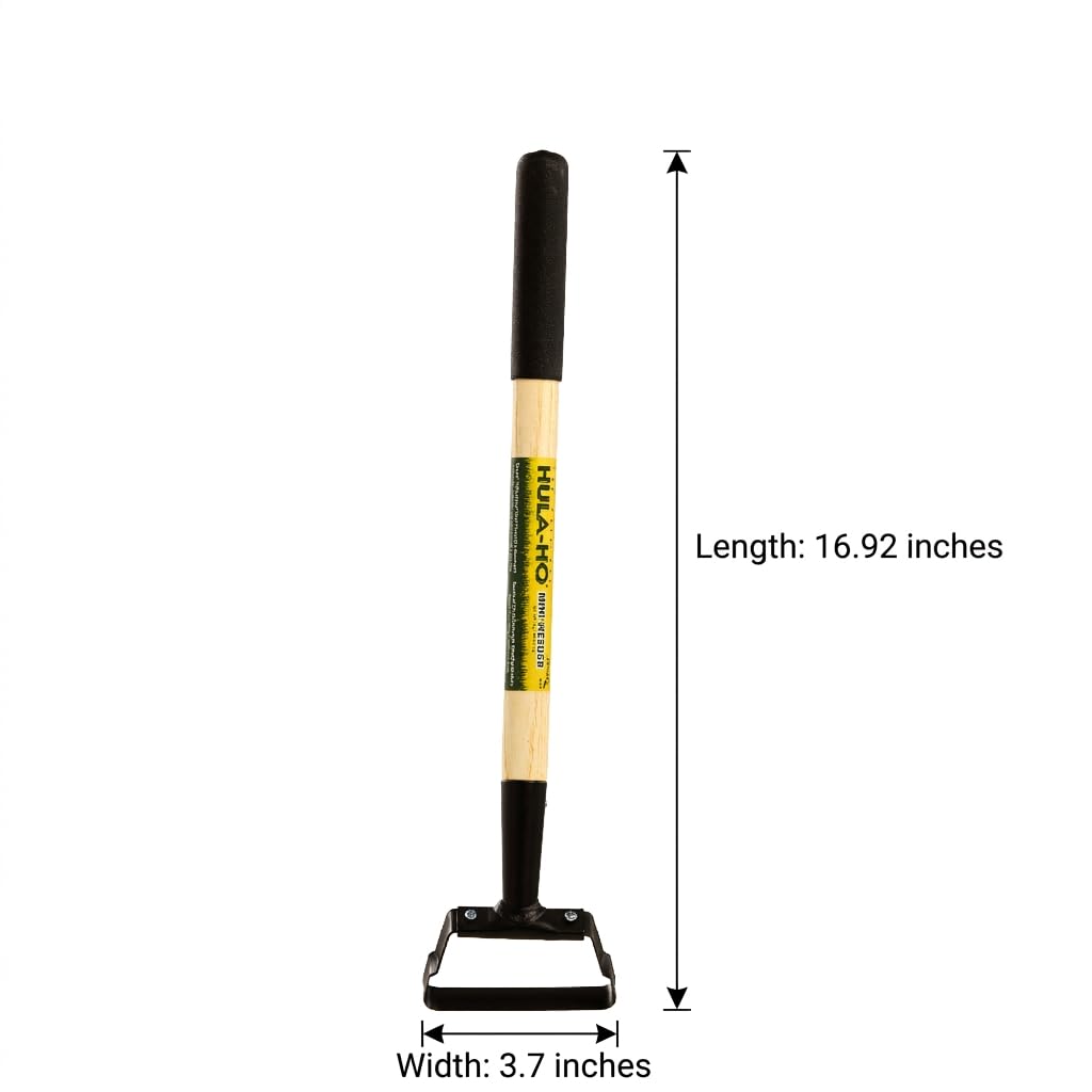 Flexrake Hula Hoe 500W Hand Weeder – 16 Inch Oscillating Stirrup Hoe Garden Tool, Wood Handle with Rubber Grip, Manual Weed Cutter & Cultivator for Flower Beds, Vegetable Gardens & Soil Loosening Tool