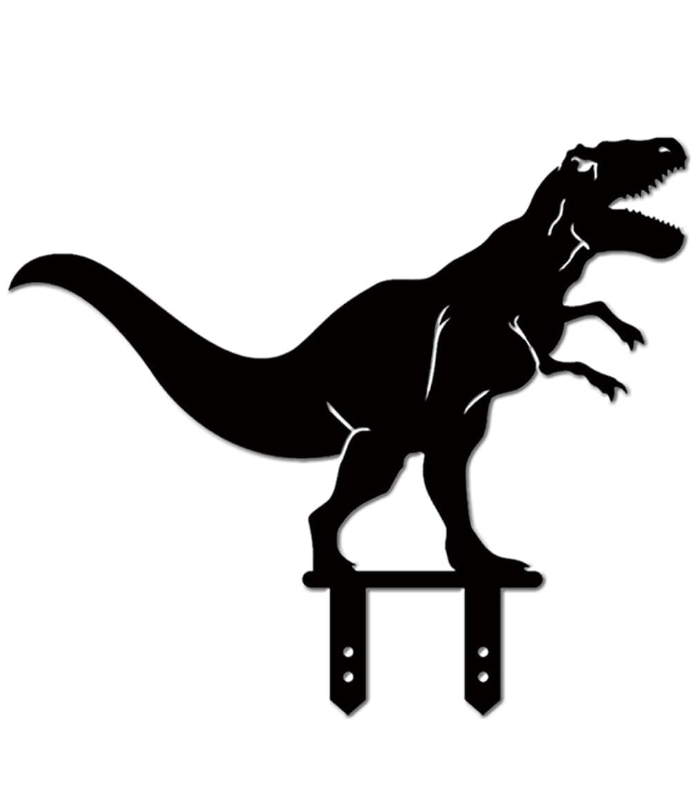 Large 14.56" Metal Garden Decor, 2 Pack Weather-Proof Dinosaur Statue, Dino Silhouette Garden Sculptures & Statues Stakes for Outdoor Lawn, Patio, Flower Beds, Ideal Gardening & Country Gifts