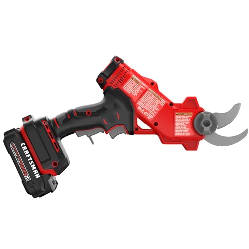 CRAFTSMAN V20 Cordless Electric Pruner, Pruning Shears for Gardening, 2 Ah Battery and Charger Included, Electric Pruning Shears, Tree Pruner (CMCPR320C1)
