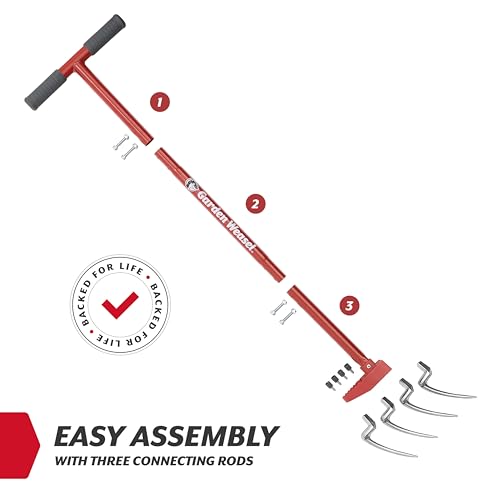 Garden Weasel Claw Pro Garden Tiller and Cultivator Tool – Twist-Action Soil Loosener with Adjustable Carbon Steel Tines, Ergonomic Handle, and Footplate Latest Model 91334-3