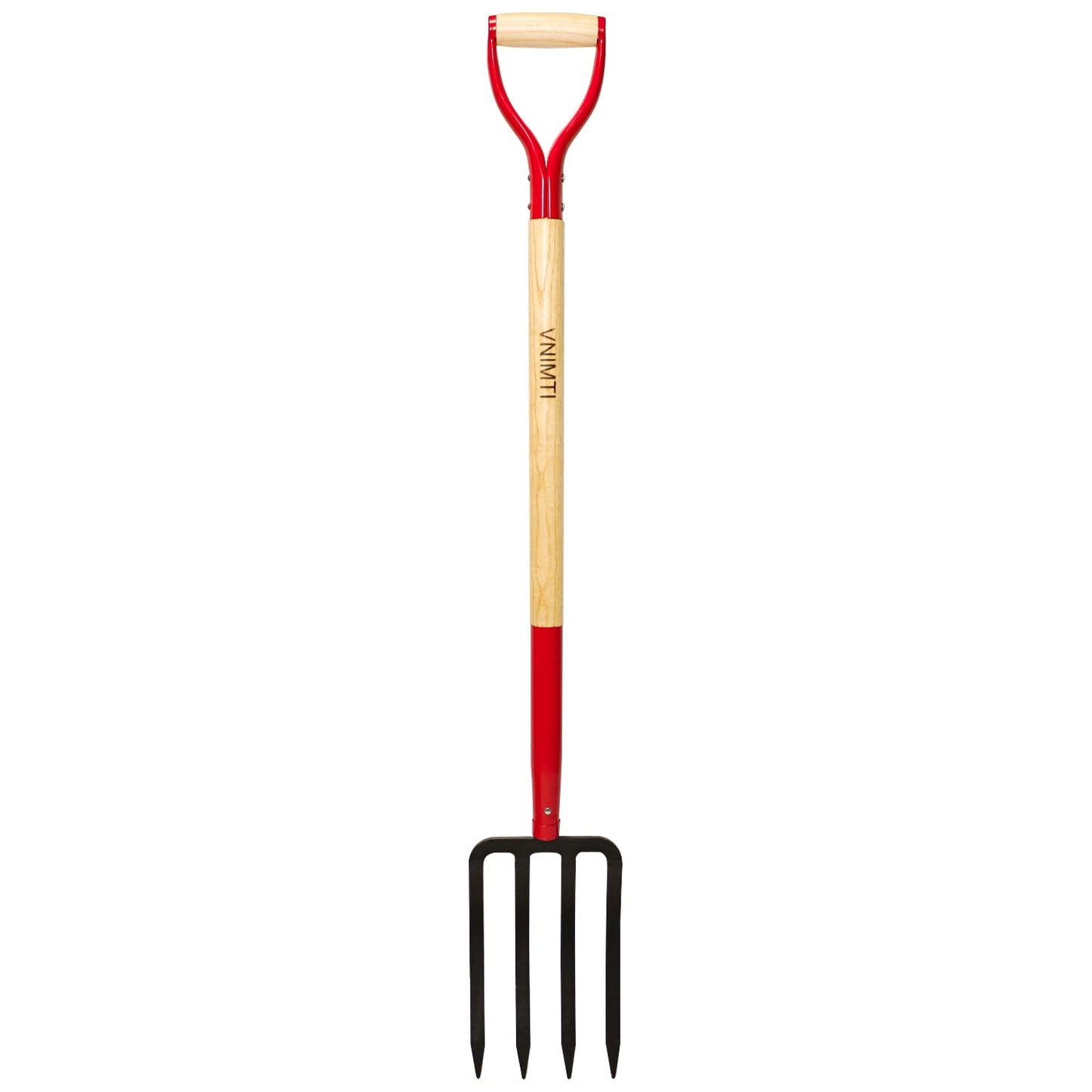 VNIMTI Garden Fork,4-Tine Spading Fork,Compost Fork,Steel Digging Fork,45Inch,Steel Y-Grip,Wooden Handle