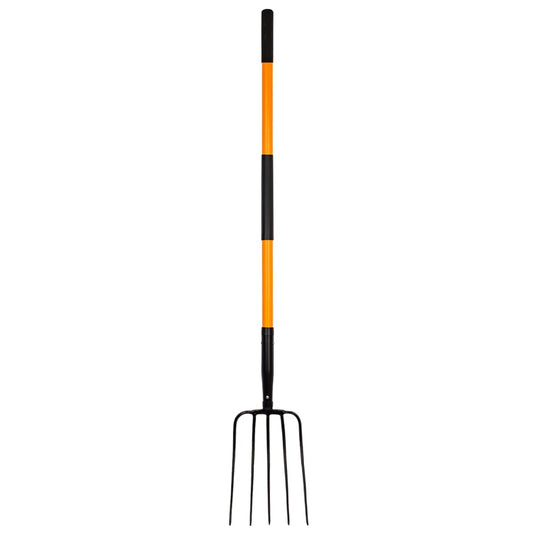 VNIMTI Pitch Fork for Gardening, 5 Tine Pitchfork Heavy Duty with Fiberglass Handle, 58 Inches
