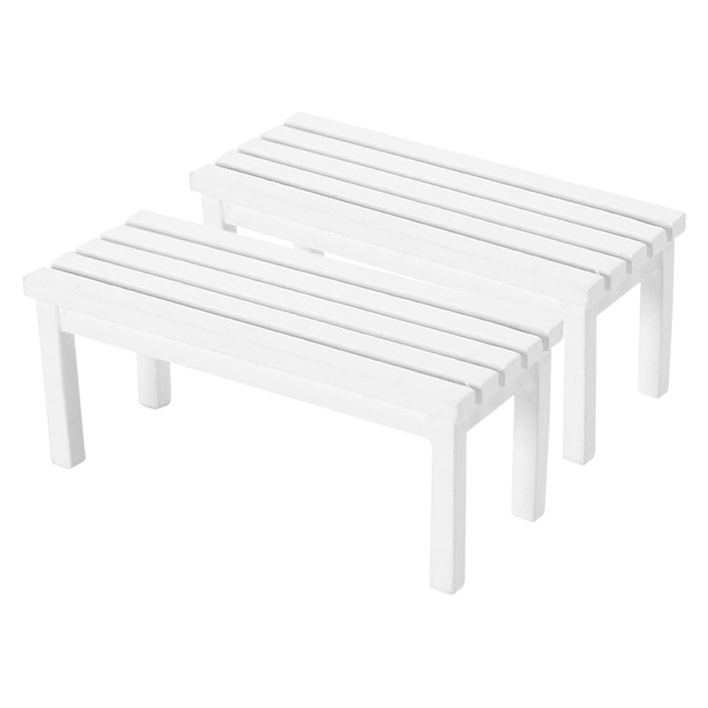 ibasenice 2 Pcs Miniature Wooden Park Bench Set Dollhouse Furniture for Fairy Garden Photo Prop 3.54X1.45X1.41In Unpainted Mini Bench Ornament
