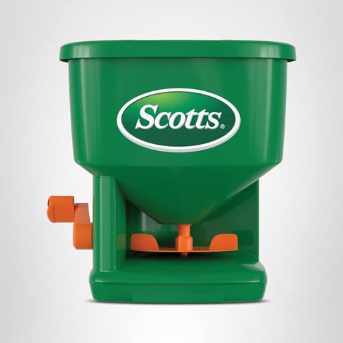 Scotts Whirl Hand-Powered Spreader - for Grass Seed, Lawn Fertilizers, Salt, and Ice Melt, Handheld Spreader Holds up to 1,500 sq. ft. of Product