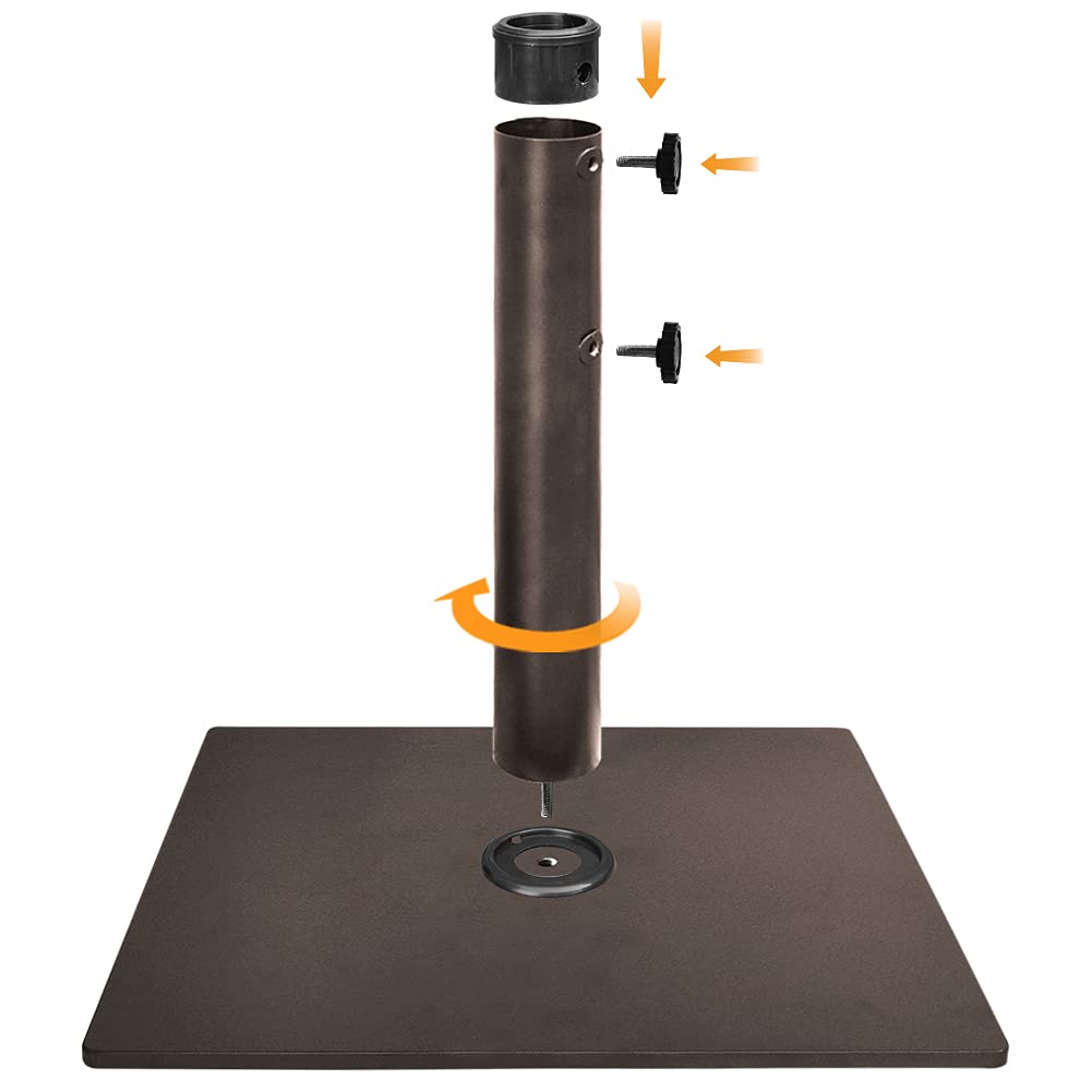 EliteShade USA Up to 160 lbs Square Umbrella Base Steel Plate Stand Market Patio Outdoor Heavy Duty Umbrella Holder, Bonus 18.5" Square Weight Sand Bag, Sand is not Included, Reddish-Brown