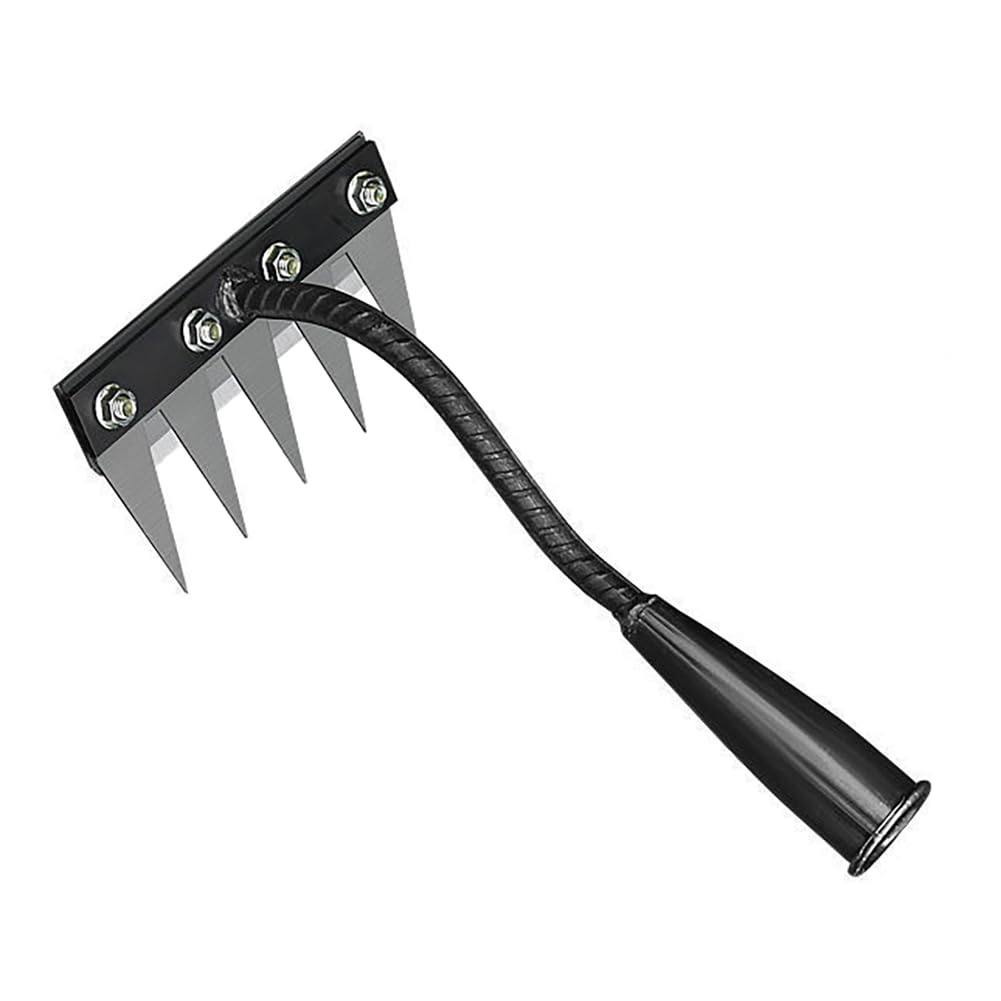 Gardening Hand Weeder Tool,Manual Weeder Tool with Detachable Blades, 4 Sizes High Carbon Steel Dual-Edge Design for Farm Garden Lawn Weed Removal, Soil Cultivation & Root Extraction (5 Tines)