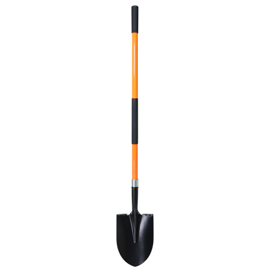 VNIMTI Heavy Duty Gardening Shovel, 56 Inch Round Blade with Fiberglass Handle (Orange)
