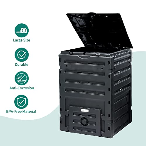 YITAHOME 120 Gallon (450L) Large Outdoor Compost Bin, Composter Box with Snap-on Top Lid and Aeration System, Lightweight Garden Compost Barrel Tumbler, Easy Assembly