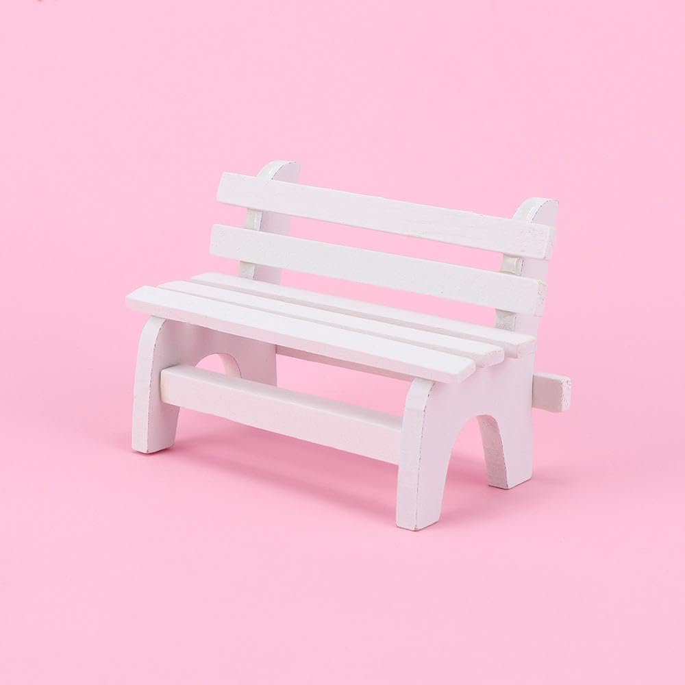 Leadigol 2 PCS Miniature Wooden Bench, Mini Furniture Bench Chair Figurines Miniature Landscape Ornament Art DIY Craft Ornament for Photobooth Props Home Decor