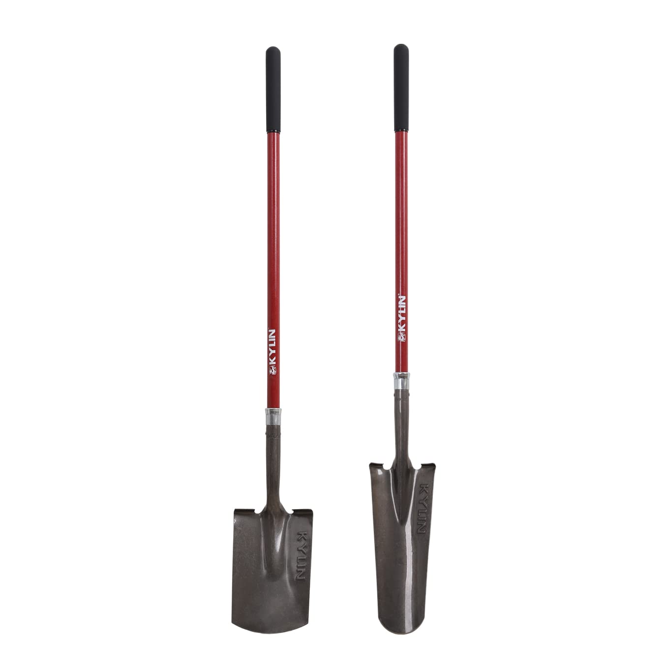 KYLIN Heavy Duty Long Fiberglass Handle Shovel 2-Piece Set, for Digging, Gardening, Cleaning Out Ditches, Digging Narrow Trenches, Laying Drains, Pipes and Cable Channels and Landscaping Industry.