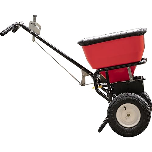 Buyers Products 3039632R Grounds Keeper All Season, Broadcast Walk Behind Push Spreader, 100lb Capacity, For Seed, Fertilizer, Winter Salt & Snow Melt, Included Grate & Cover With Enclosed Gearbox