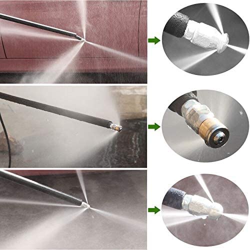 West Bay 150FT Sewer Jetter Kit for Pressure Washer, 5800PSI Drain Cleaner Hose 1/4 Inch NPT, Corner, Rotating and Button Nose Sewer Jetting Nozzle Waterproof Tape Pearl Corsage Pin with 2Pcs Spanner