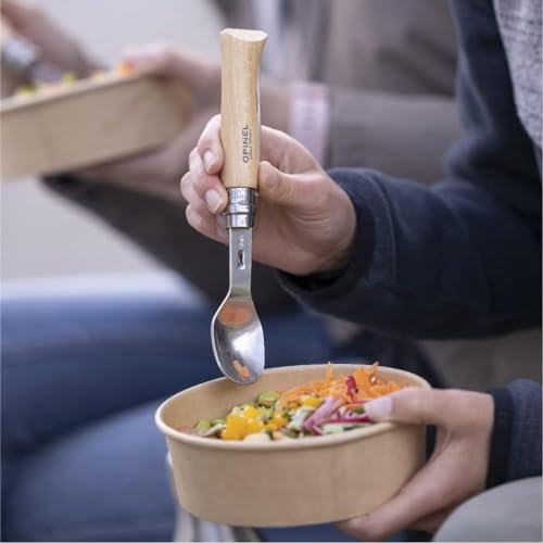 Opinel Picnic+ Cutlery Insert Set for No. 8 Folding Pocket Knives, Fork and Spoon Insert, Micro Fiber Napkin, Made in France