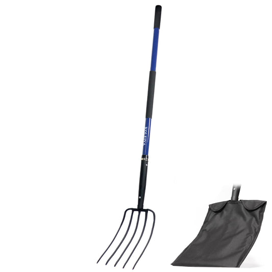 KOLEIYA 5-Tine Pitchfork for Gardening, 57-Inch Heavy Duty Garden Fork with Fiberglass Handle, for Mulch, Compost, Manure, Hay, and Soil Loosening,Blue