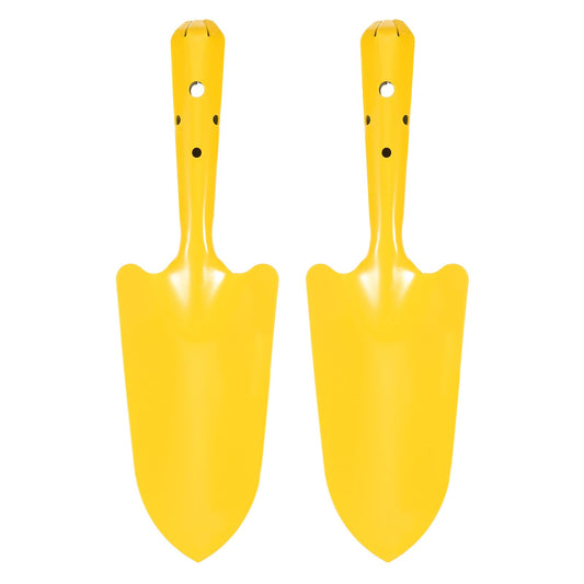HARFINGTON 2pcs Mini Colorful Metal Hand Shovel 11" x 3" Digging Trowel Set Transplanting Garden Tools for Flower Soil Digging Planting Weeding Transplanting Garden, Yellow