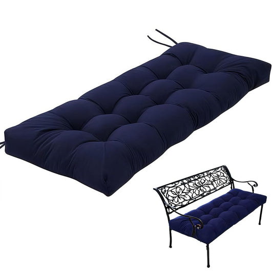 Gfgift Indoor/Outdoor Bench Cushion Cotton Garden Furniture Loveseat Cushion, Patio Wicker Seat Cushions for Lounger Garden Furniture Patio Lounger Bench (Navy Blue, 47.2 * 19.6in)