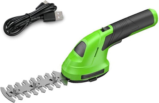 Hedge Trimmer Cordless Electric, USB-C Rechargeable Grass and Shrub Shear, Portable One-Hand Bush Trimmer for Yard, Small Hedges & Garden Maintenance