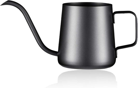 Lizhluzh 12 oz / 350 ml Watering Can Indoor Plants, Stainless Steel Plant Watering Can with Long Spout (Black) (12oz)