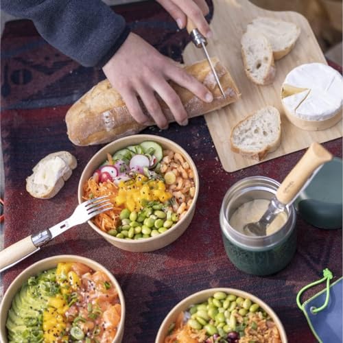 Opinel Picnic+ Cutlery Insert Set for No. 8 Folding Pocket Knives, Fork and Spoon Insert, Micro Fiber Napkin, Made in France