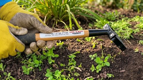 Flexrake Hula Hoe 500W Hand Weeder – 16 Inch Oscillating Stirrup Hoe Garden Tool, Wood Handle with Rubber Grip, Manual Weed Cutter & Cultivator for Flower Beds, Vegetable Gardens & Soil Loosening Tool