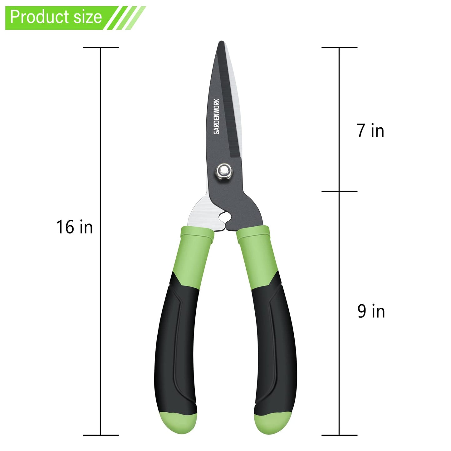 GARDENWORK Hedge Shears Clippers for Trimmer,Garden Clippers Handheld,Boxwood,Shrubs, Bush Cutters Trimmer with Teflon Coating High Carbon Steel Blades,16"Gardening Shears with Comfort Grip Handles