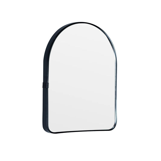 Funly mee Arched Wall Mirror, Wall-Mounted Plastic Mirror, for Bathroom and Vanity (Black, 11.8 x 15.8)