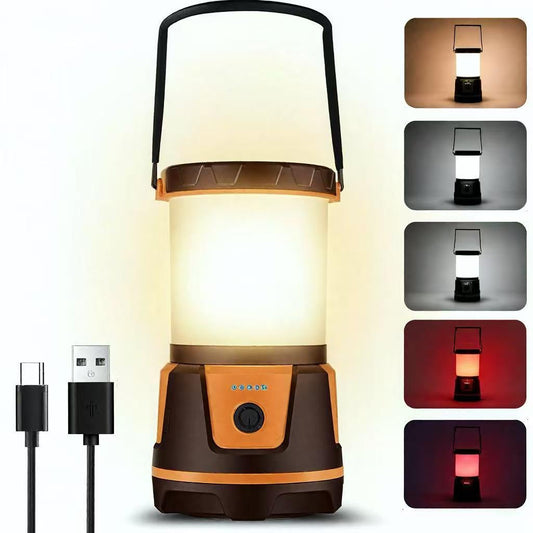Rechargeable LED Lantern - 3000 Lumens, 5 Light Modes, IP54 Waterproof, 7500mAh Battery, Portable Flashlight for Camping, Hiking, Power Outages & Emergencie (Orange)