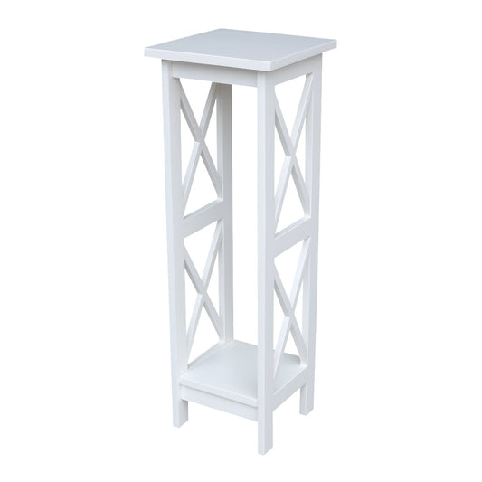 IC International Concepts, 36" X-Sided Plant Stand , Solid Real Wood, Sturdy Parawood, Snow White