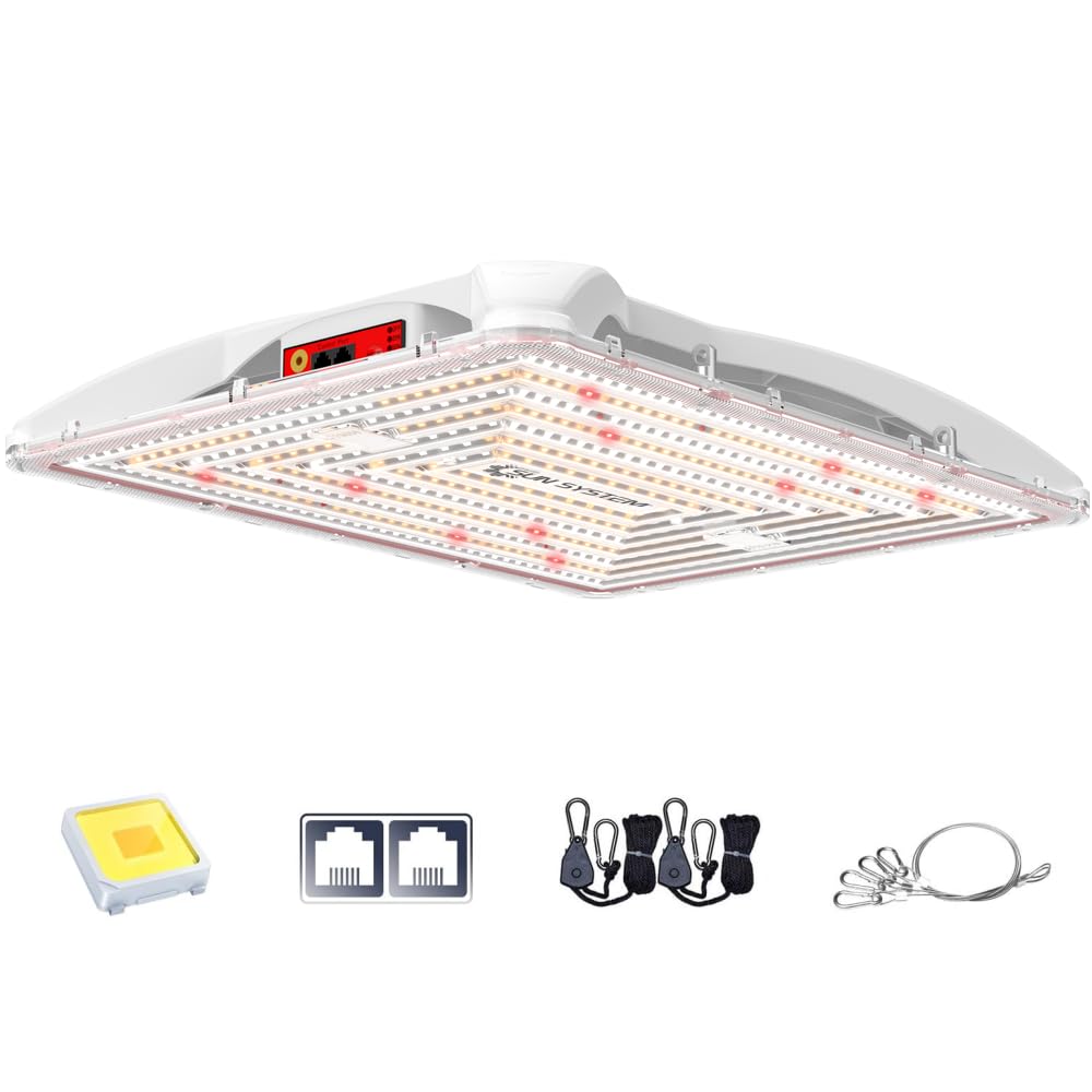 Sun System P1000 HelioGrow LED Grow Light for Indoor Plants - 100 Watt, High Efficiency Full Spectrum Dimmable Diodes, Daisy Chain up to 512 Units, 2 Year Warranty, Mounting Hardware Included