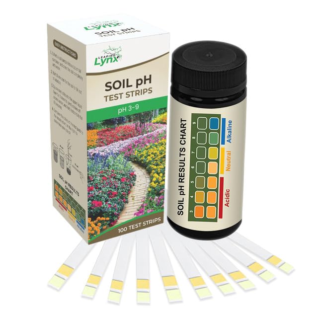 Soil pH Test Kit (3-9 Range) – 100 Test Strips for Garden, Lawn, Vegetable & Flower Beds | Quick & Easy Soil pH Monitoring for Indoor & Outdoor Plants | Leaping Lynx