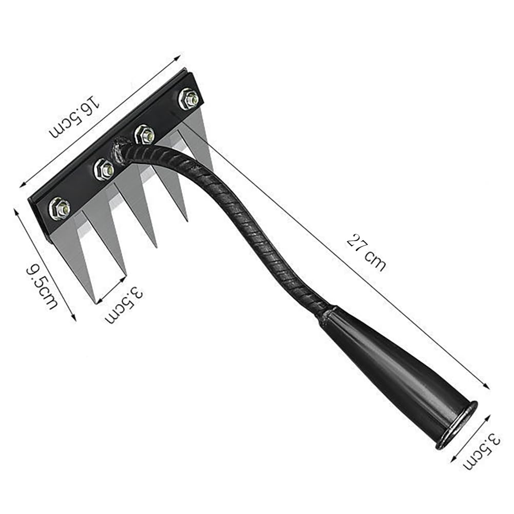 Gardening Hand Weeder Tool,Manual Weeder Tool with Detachable Blades, 4 Sizes High Carbon Steel Dual-Edge Design for Farm Garden Lawn Weed Removal, Soil Cultivation & Root Extraction (5 Tines)