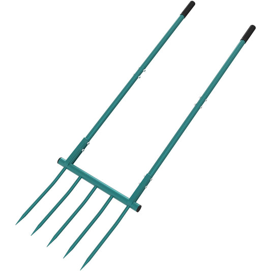 Broadfork Garden Tool Heavy Duty 5 Tines 20 in Wide Broad Fork for Gardening, 55 inch Ergonomic U-Shaped Design Hand Tiller for Cultivating, Aerate Clay Soil for Farm