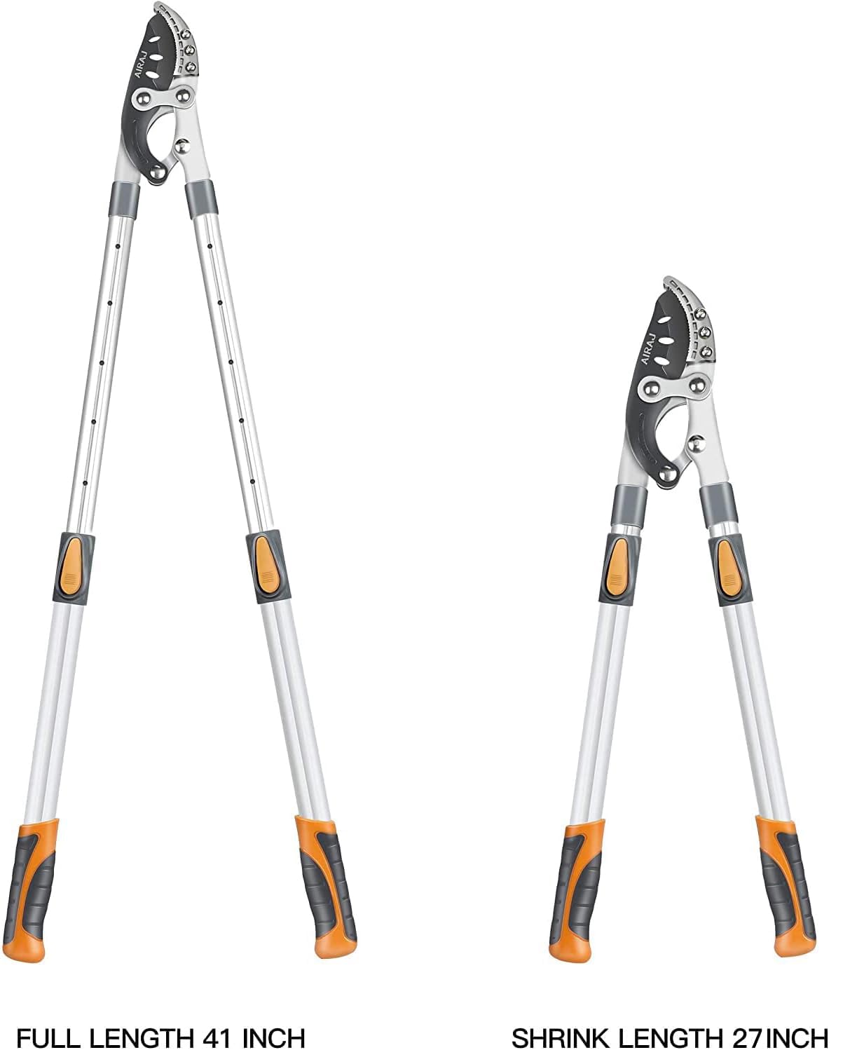 AIRAJ Telescoping Anvil Loppers, Heavy Duty Branch Cutter Tree Trimmer with SK5 Steel Spare Blade, 27-41''Adjustable Aluminum Handle, Labor-Saving Garden Tools for Cutting Thick Branches Up to 2 Inch