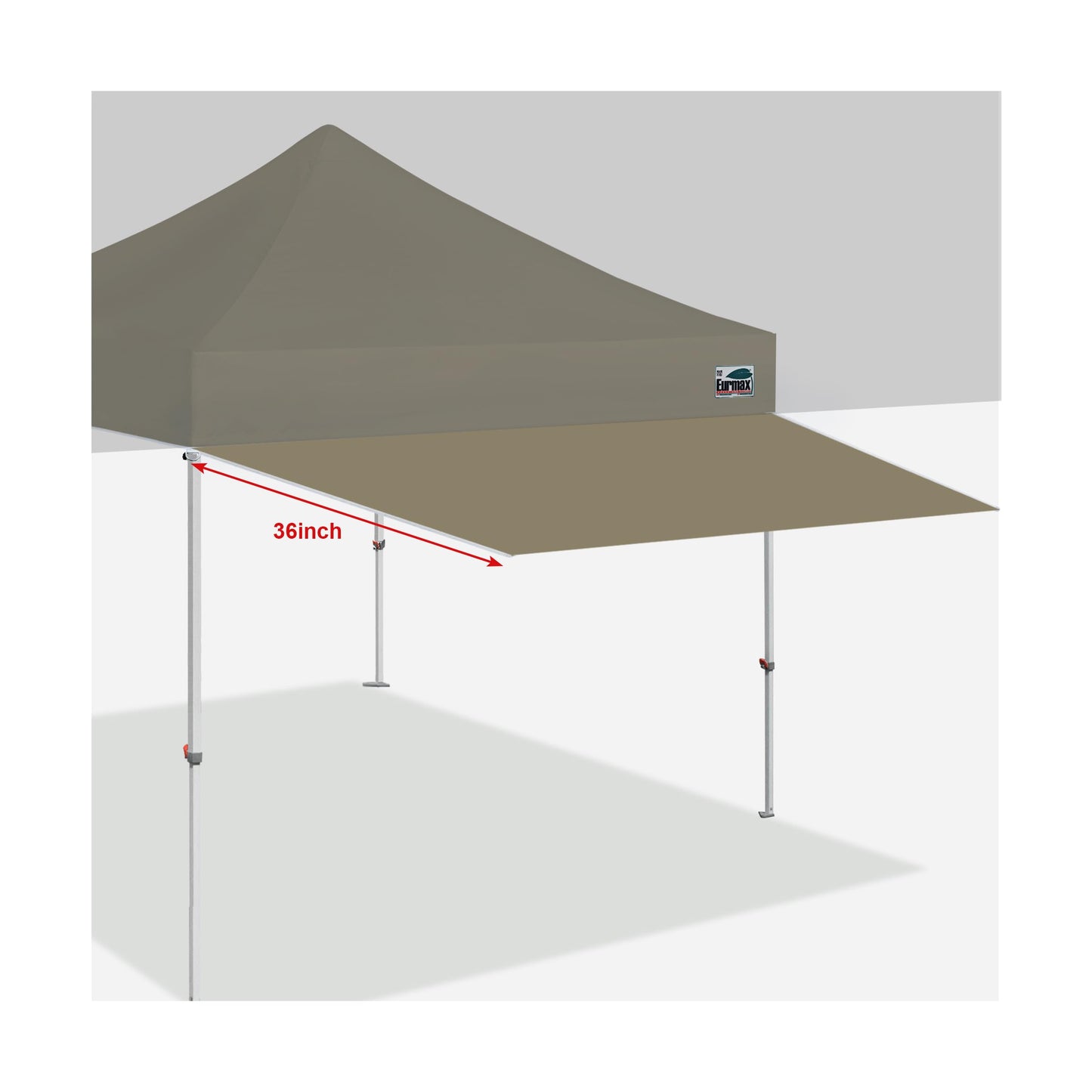 Eurmax USA 10ft Pop Up Canopy Awning,120"x36"Extended Sunshade Tarp with 30 SqFt Extra Shade,Commercial Grade Removable Replacement Tent Awning ONLY Fits 10x10 Canopy Tent with Square Leg,Khaki