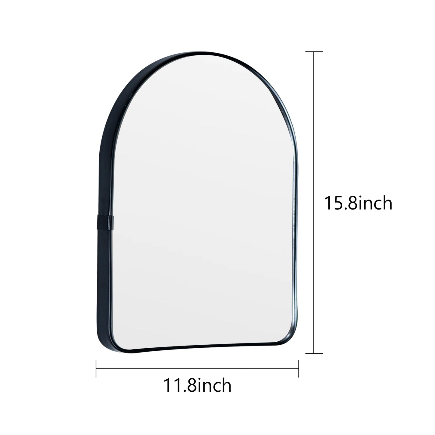 Funly mee Arched Wall Mirror, Wall-Mounted Plastic Mirror, for Bathroom and Vanity (Black, 11.8 x 15.8)