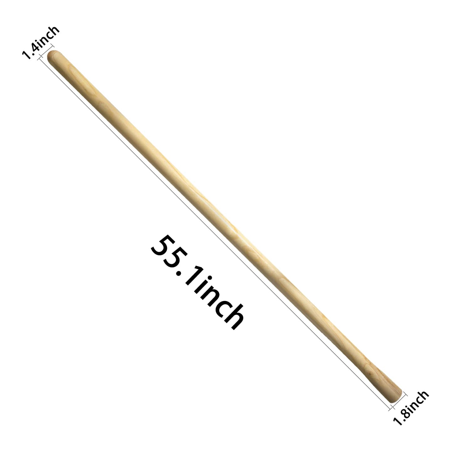 55-Inch Pure Solid Wood Replacement Handle for Garden Hoe Digging Spading, Surface Coated with Protective Paint, Clear Finish, Convenient and Durable (Spade & Fork Head Not Included)